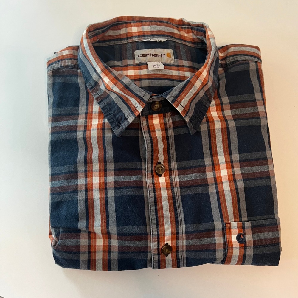 Carhartt‎ Mens Relaxed Fit Short Sleeve Plaid Button Up Shirt Casual Work 2XL